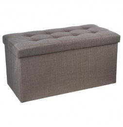 Pouf pliable Lysandre - L 76 x l 38 x H 38 cm - Taupe