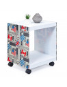 Table d'appoint sur roulettes Londoncube - l 38 x P 33,5 x H 46 cm - Blanc