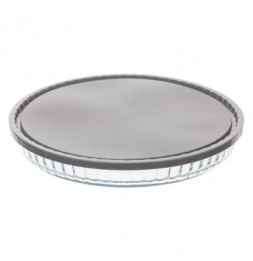 Plat rond en verre avec couvercle - D 27 cm