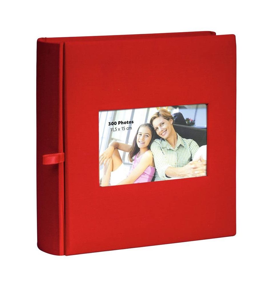 Album photo à pochettes 300 mémos Square - L 23,5 x l 25 cm - Rouge