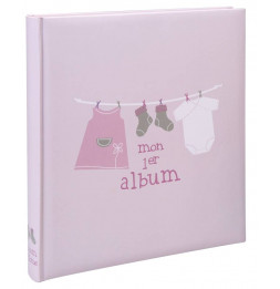 Album photo de naissance à feuillets cristal Lulu - 60 pages - L 30,5 x l 28 cm - Rose