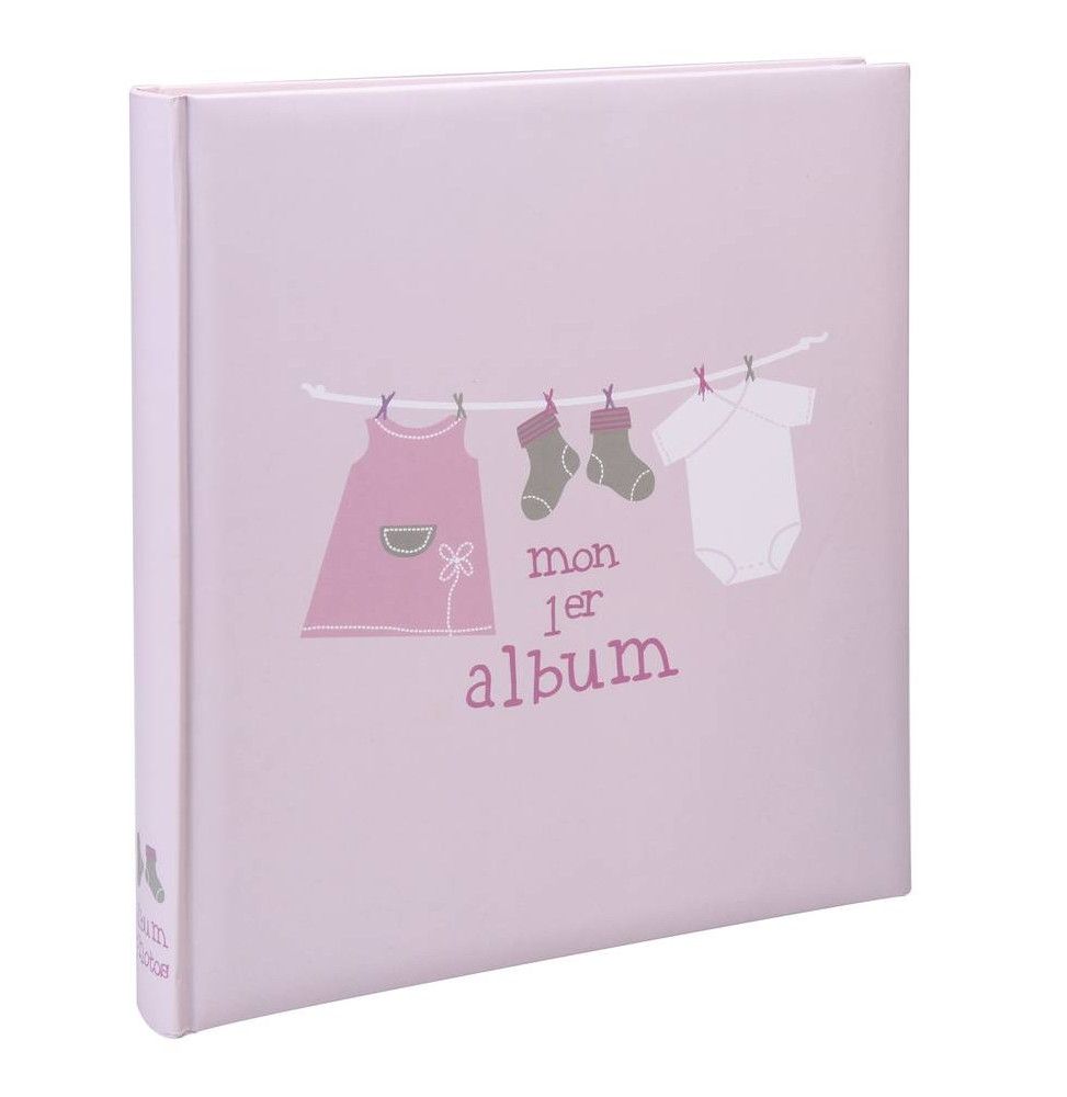 Album photo de naissance à feuillets cristal Lulu - 60 pages - L 30,5 x l 28 cm - Rose