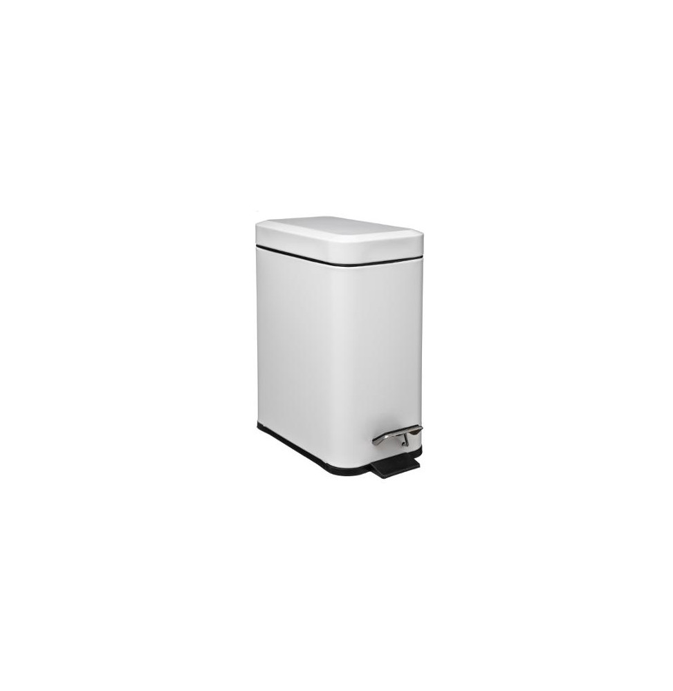 Poubelle rectangle - 5 L - Inox - Blanc