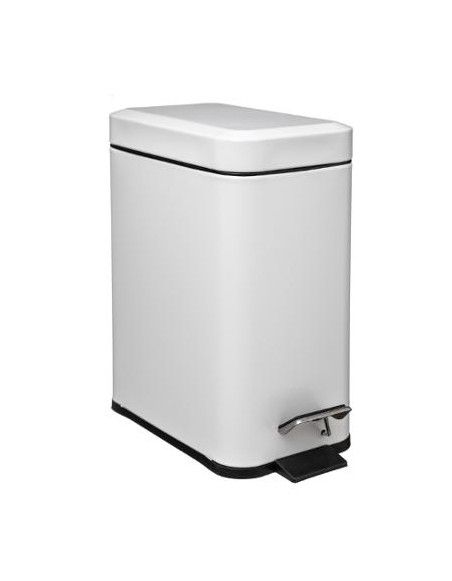 Poubelle rectangle - 5 L - Inox - Blanc