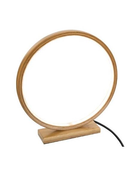 Lampe a led ronde - D 30 x H 32 cm - Bambou