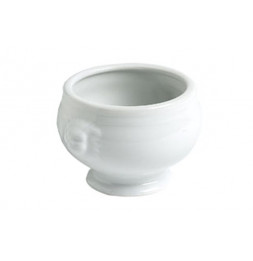 Lot de 4 soupières en porcelaine tête de lion - L 11 x l 11 x H 9 cm - Blanc