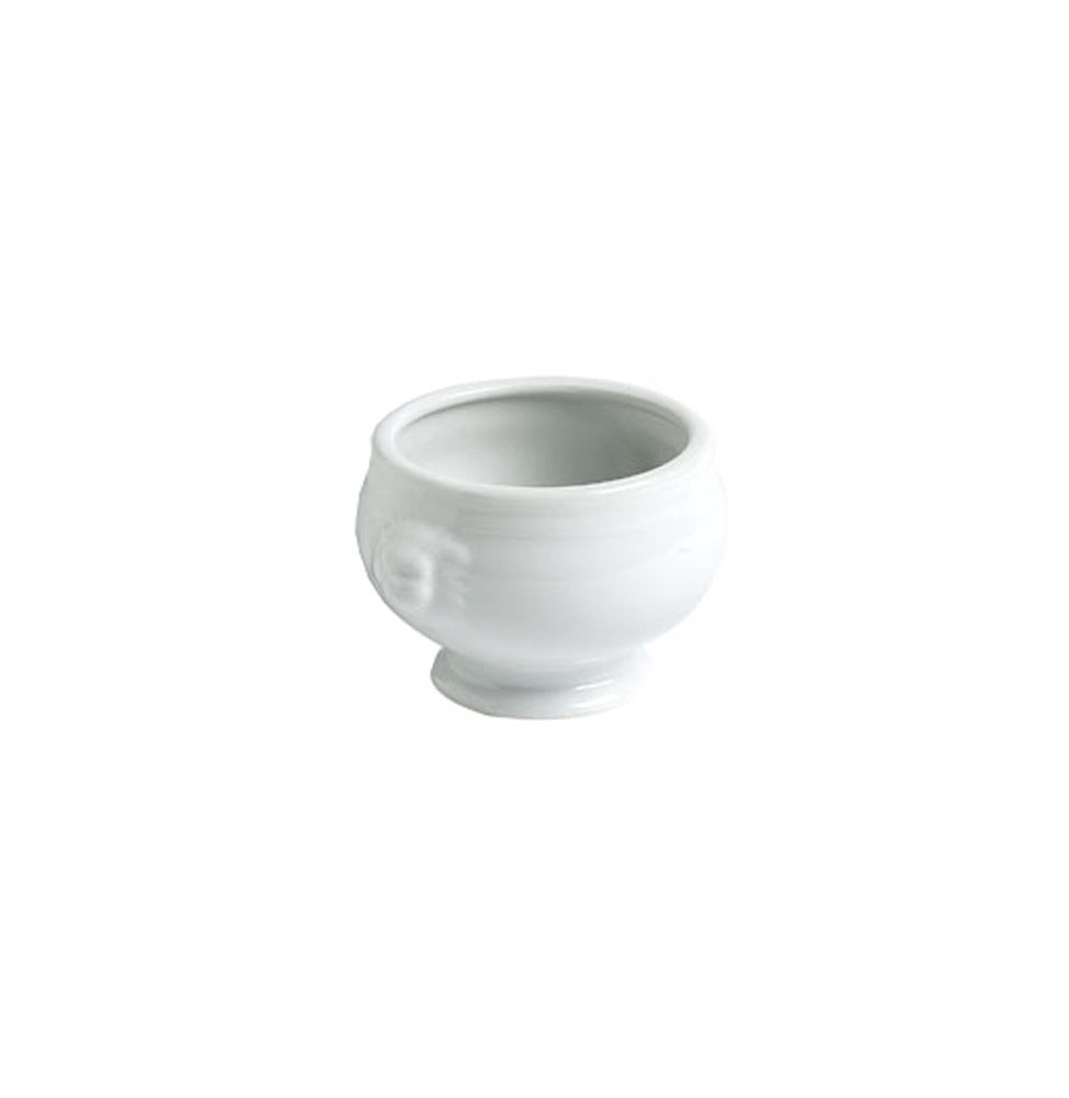 Lot de 4 soupières en porcelaine tête de lion - L 11 x l 11 x H 9 cm - Blanc