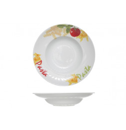 Set de 6 assiettes à pâtes en porcelaine - D 27,5 x H 5,5 cm - Blanc