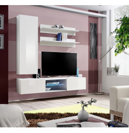 Ensemble TV mural - Fly S1 - 160 x 40 x 190 cm - Blanc