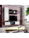 Ensemble TV mural - Fly S1 - 160 x 40 x 190 cm - Blanc et blanc