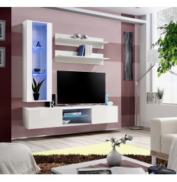 Ensemble TV mural - Fly S2 - 160 x 40 x 190 cm - Blanc