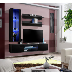 Ensemble TV mural - Fly S2 - 160 x 40 x 190 cm - Noir