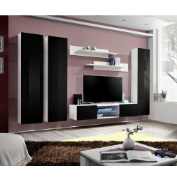 Ensemble TV mural - FLY P1 - 310 x 40 x 190 cm - Noir et blanc