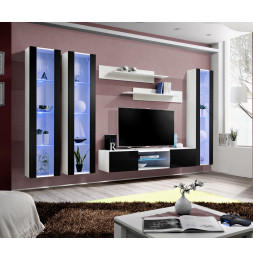 Ensemble TV mural - FLY P2 - 310 x 40 x 190 cm - Noir et blanc