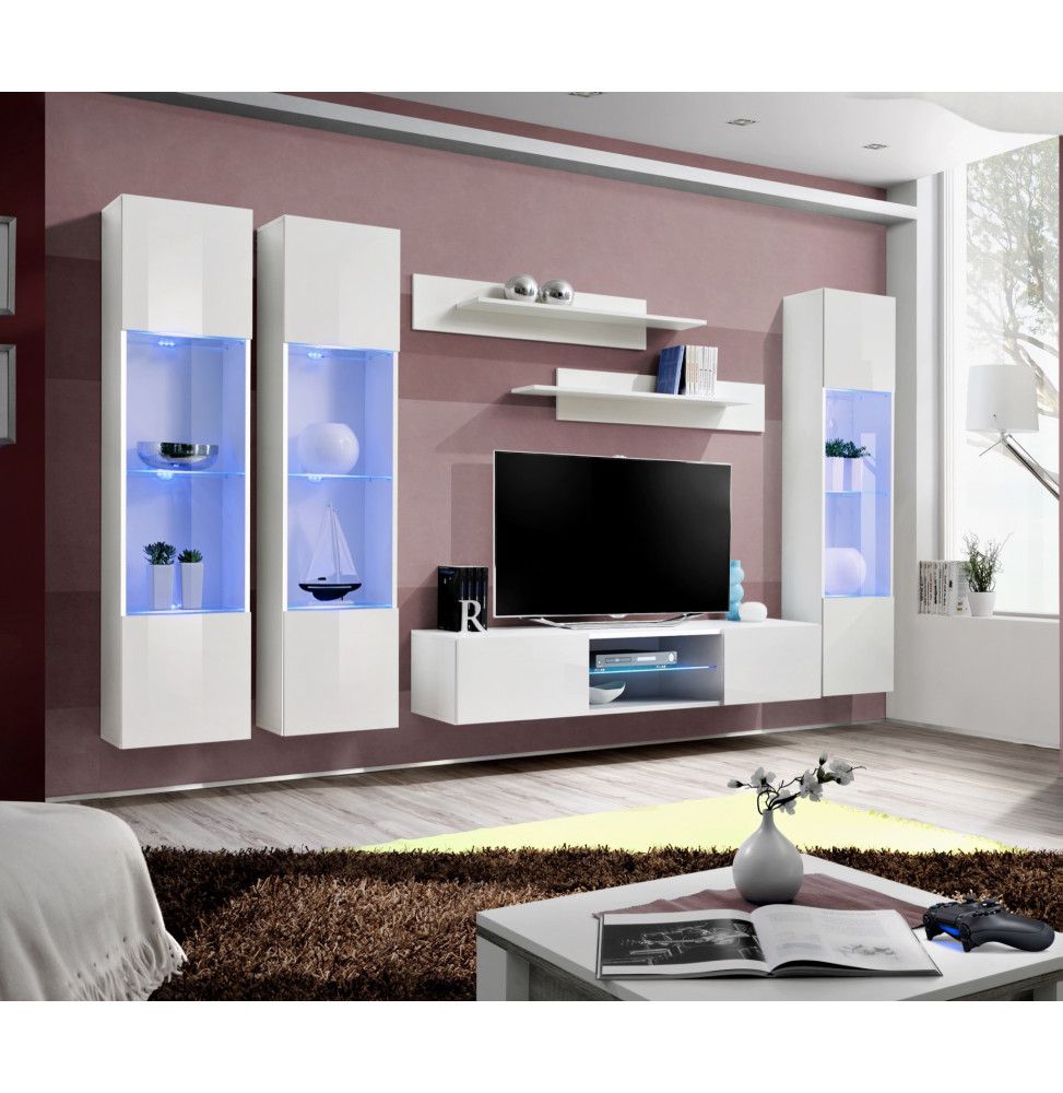 Ensemble TV mural - FLY P3 - 310 x 40 x 190 cm - Blanc