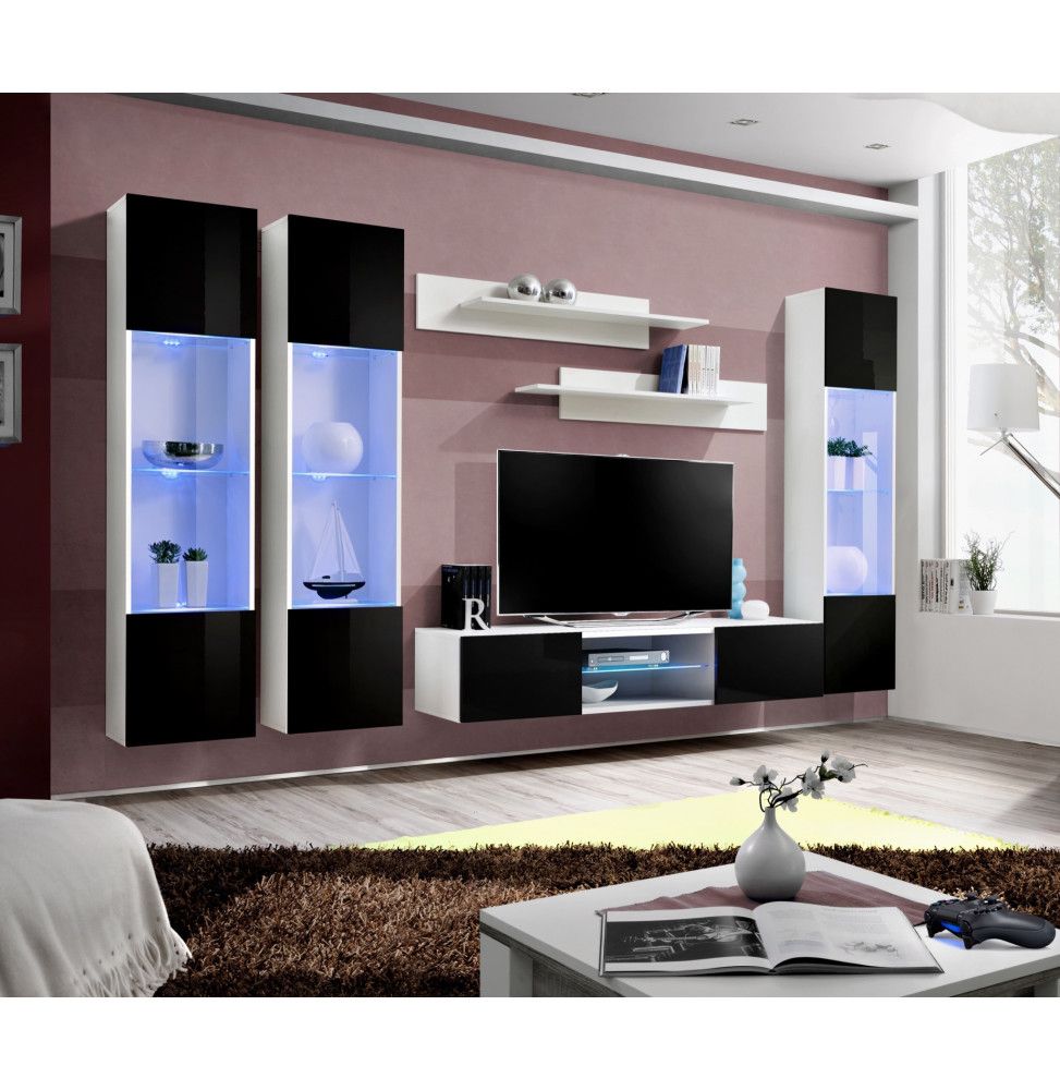 Ensemble TV mural - FLY P3 - 310 x 40 x 190 cm - Noir et blanc