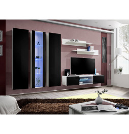 Ensemble TV mural - FLY P4 - 310 x 40 x 190 cm - Noir et blanc