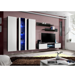 Ensemble TV mural - FLY P4 - 310 x 40 x 190 cm - Blanc et noir