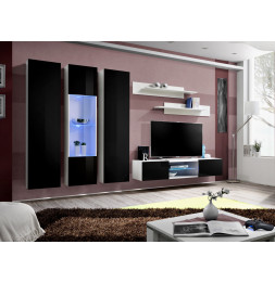 Ensemble TV mural - FLY P5 - 310 x 40 x 190 cm - Noir et blanc