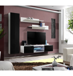 Ensemble TV mural - FLY R1 - 210 x 40 x 190 cm - Noir et blanc