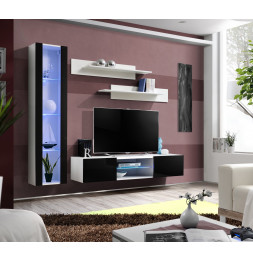 Ensemble TV mural - FLY R2 - 210 x 40 x 190 cm - Noir et blanc