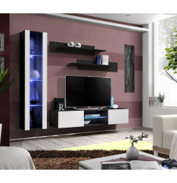 Ensemble TV mural - FLY R2 - 210 x 40 x 190 cm - Blanc et noir