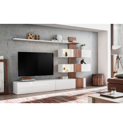 Ensemble meuble TV mural - ABW Quill - 250 x 40 x 160 - Blanc