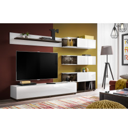 Ensemble meuble TV mural  - ABW Silk - 240 x 40 x 150 cm - Blanc