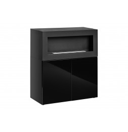 Commode de rangement avec cheminée - 90 x 40 x 100 cm - Noir