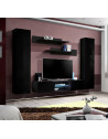 Ensemble meuble TV mural - FLY O1 - 260 x 40 x 190 cm - Noir