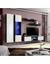 Ensemble meuble TV mural - FLY O5 - 260 x 40 x 190 cm - Blanc et noir