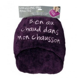 Chausson géant duo ultra doux - Chauffe pieds - Violet clair