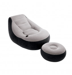Set fauteuil et pouf floqué ultra lounge - L 127 x l 102 x H 76 cm - Intex