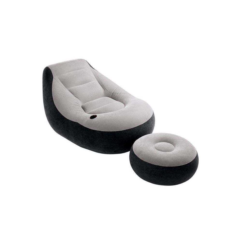 Set fauteuil et pouf floqué ultra lounge - L 127 x l 102 x H 76 cm - Intex