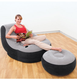 Set fauteuil et pouf floqué ultra lounge - L 127 x l 102 x H 76 cm - Intex