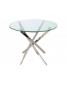 Table ronde design - Agis - D 90 x H 73 cm - Verre et métal chromé