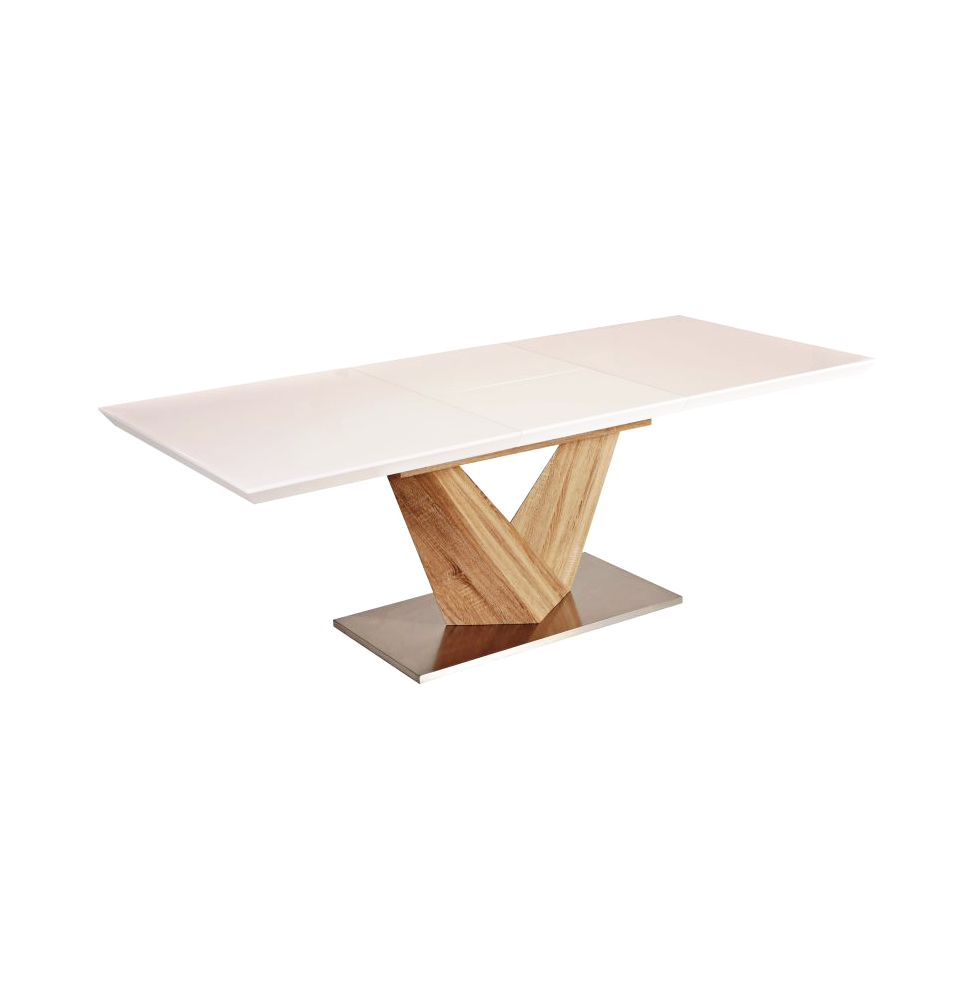 Table extensible 10 personnes - Alaras - 160-220 x 90 x 75 cm - Blanc laqué