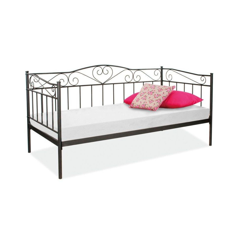 Lit simple - Birma - Pour matelas 90 x 200 cm - Noir