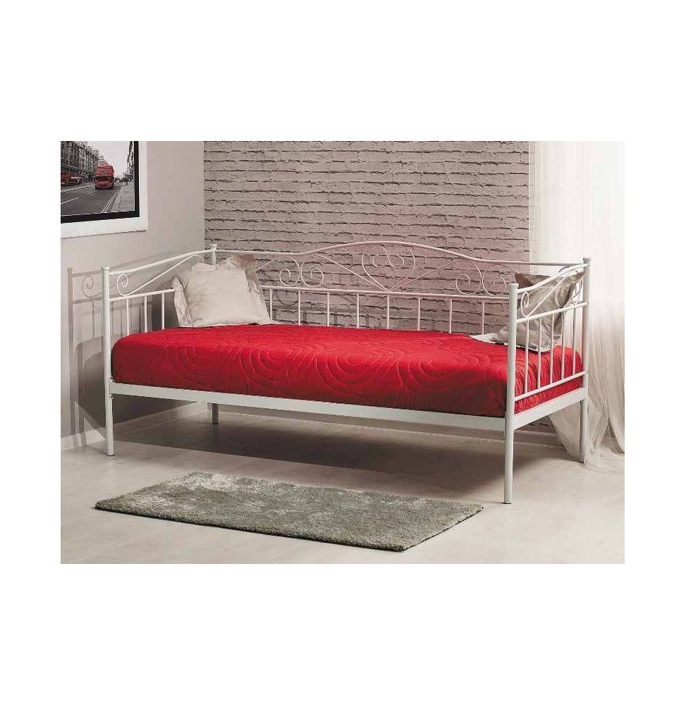 Lit simple - Birma - Pour matelas 90 x 200 cm - Blanc