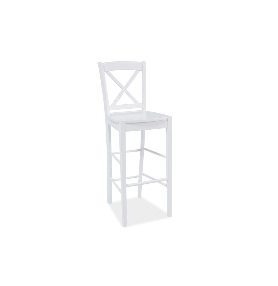 Chaise de bar - 40 x 37 x 112 cm - Bois - Blanc
