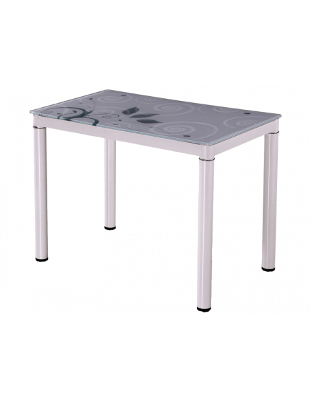 Table rectangulaire 6 personnes - Damar - 100 x 60 x 75 cm - Blanc