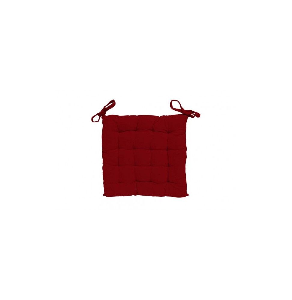 Galette de chaise capitonné Alix - L 40 x l 40 x H 5 cm - Rouge