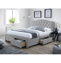 Lit double - Electra - Pour matelas 160 x 200 cm - Gris