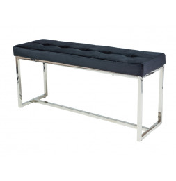 Banc en tissu de velours - Festina - 99 x 30 x 45 cm - Noir