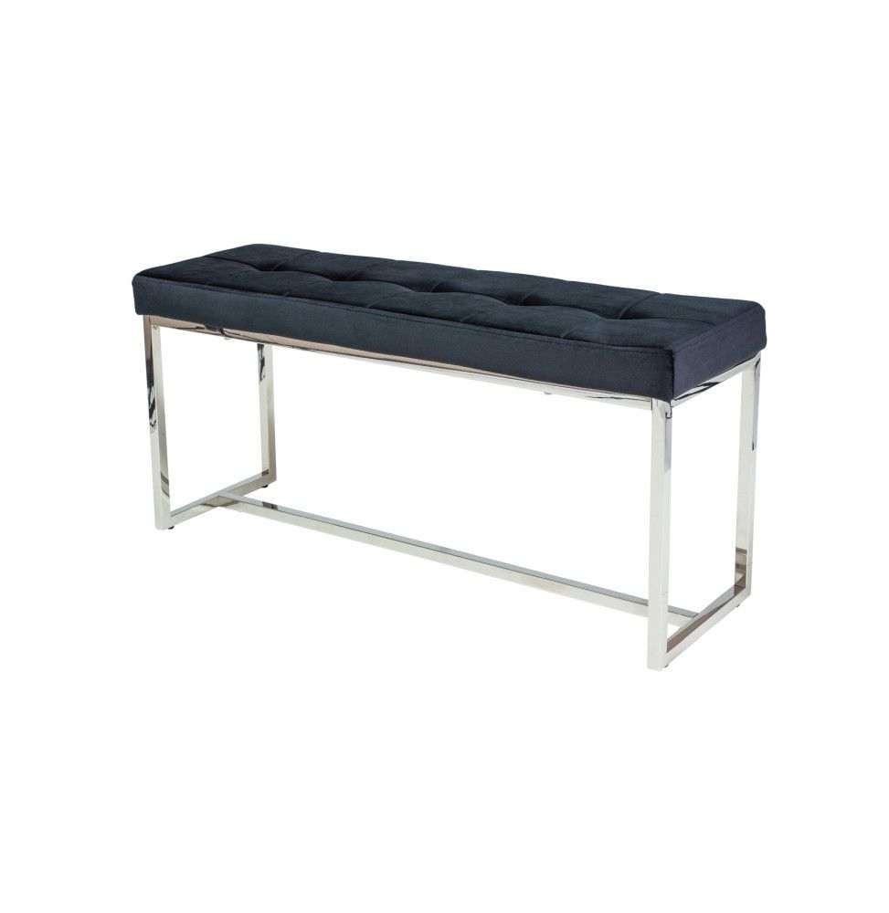 Banc en tissu de velours - Festina - 99 x 30 x 45 cm - Noir