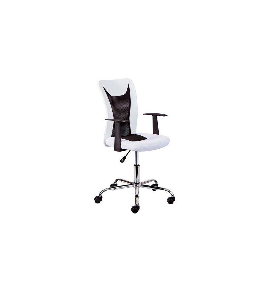 Chaise de bureau à roulettes Donny - l 48 x P 55 x H 89-99 cm - Blanc