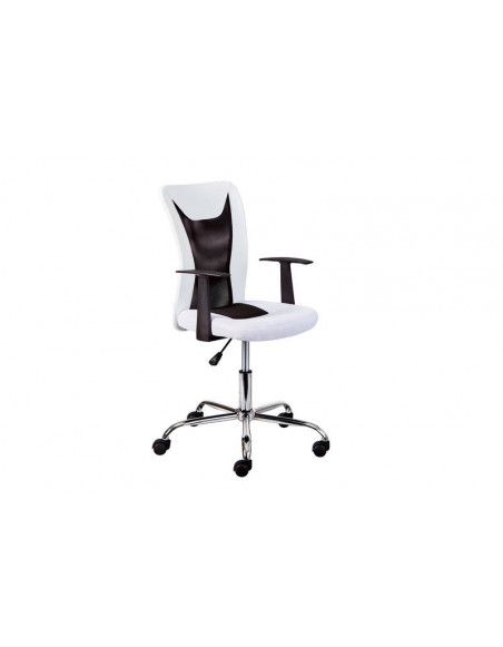 Chaise de bureau à roulettes Donny - l 48 x P 55 x H 89-99 cm - Blanc