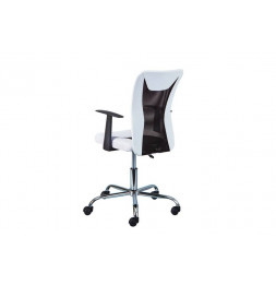 Chaise de bureau à roulettes Donny - l 48 x P 55 x H 89-99 cm - Blanc