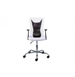 Chaise de bureau à roulettes Donny - l 48 x P 55 x H 89-99 cm - Blanc