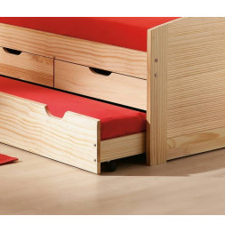 Lit simple Marinella avec 3 tiroirs et 1 tiroir lit - l 205 x P 98 x 63 cm - Beige